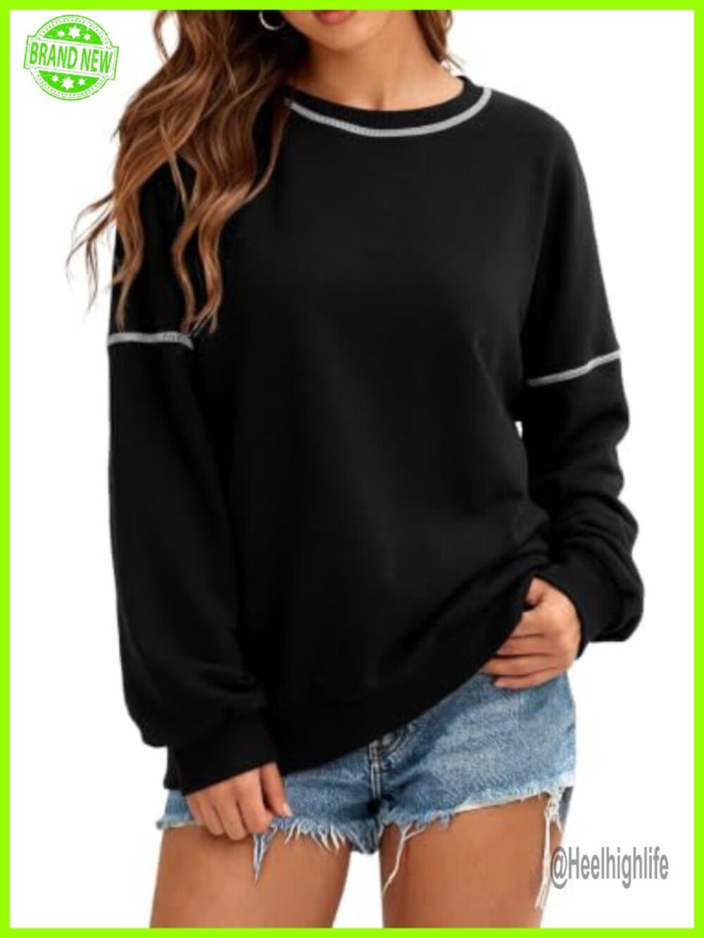Women's Crewneck Pullover Sweatshirt Loose Fit Long Sleeve Casual Top